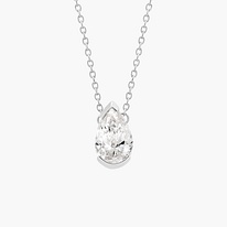 Lab grown pear diamond pendant necklace in 14k white gold